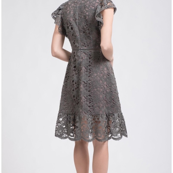 NWT J.O.A. grey lace dress- just one answer size large woman’s dress cap sleeve - Picture 5 of 10